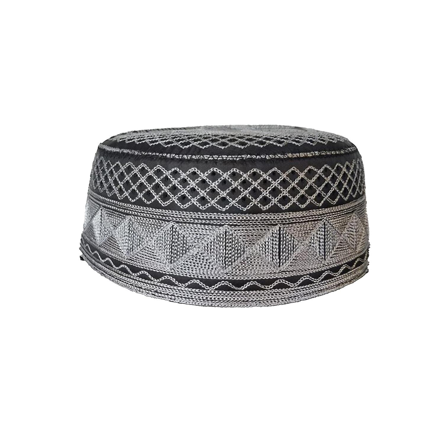 Embroidery Pattern Exquisite Workmanship Prayer Hat Flat Top Men Nation Bowler Hat OuZhan