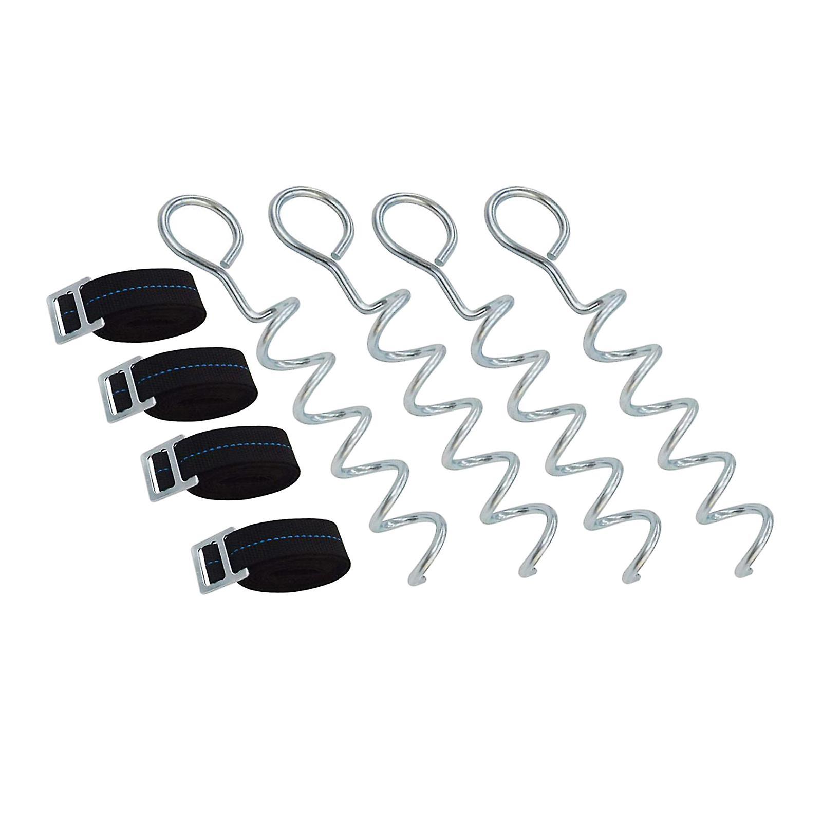 8pc Trampoline Tie Down Anchor Safety Strap Peg Kits Round head nails