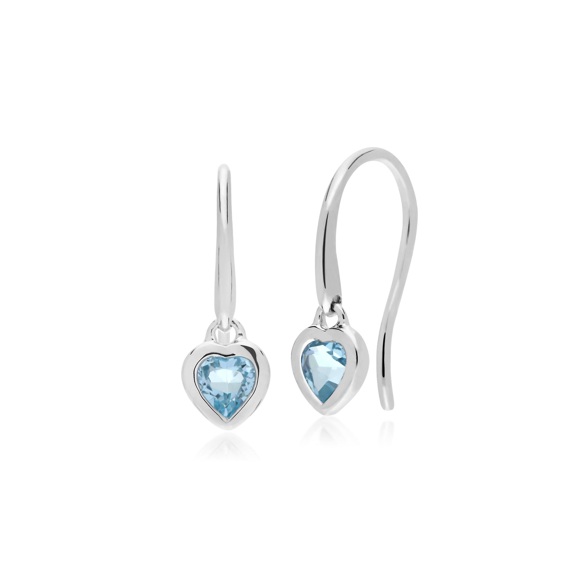 Essential Heart Shaped Blue Topaz Drop Orecchini in 925 Sterling Argento 270E026202925