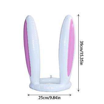 Inflatable Bunny Ear Ring, Easter Rabbit Ears Hat with Rings Toss Game for Kids Adults Easter Indoor Outdoor Game Purple