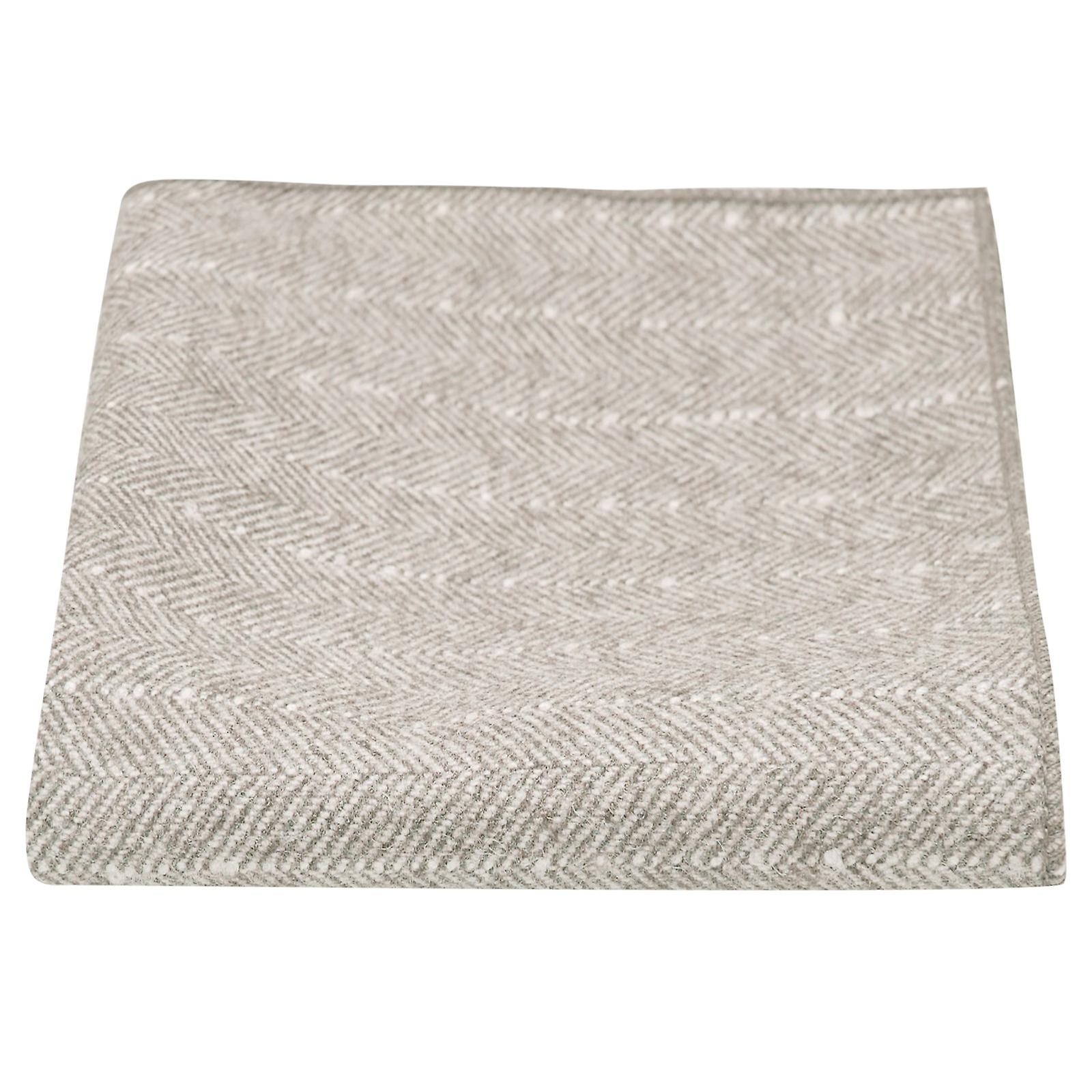 Oatmeal Herringbone with Pinstripe Pocket Square