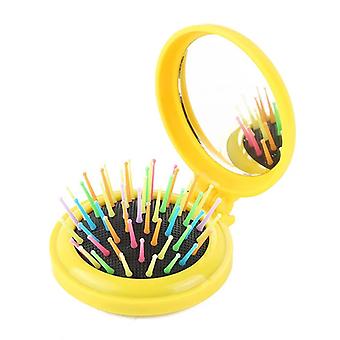 Round Portable Pocket Comb Color Plastic Mirror Comb Portable Straight Knottless Comb for Hair Salon Accessories~19033