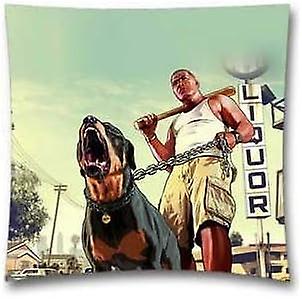 GTA犬スロー枕カバー装飾クッションカバースクエアコットンブレンドポリエステル(45cmx45cm)-PL5771