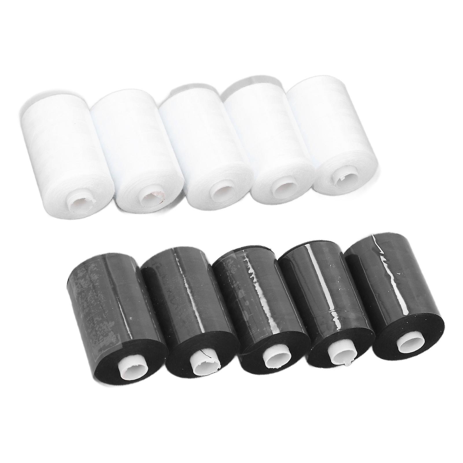 10Pcs Sewing Thread Black and White 402 High Strength Durable Portable Wide Application Sewing Machine Thread