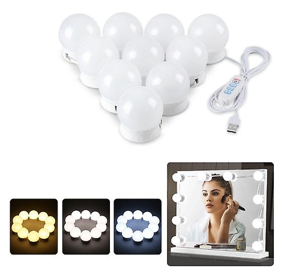 Suitable for Hollywood vanity mirrors 70 X 55cm, 14 dimmable LED bulbs with 3 colors of light, and USB charging function bulbs (only bulbs)