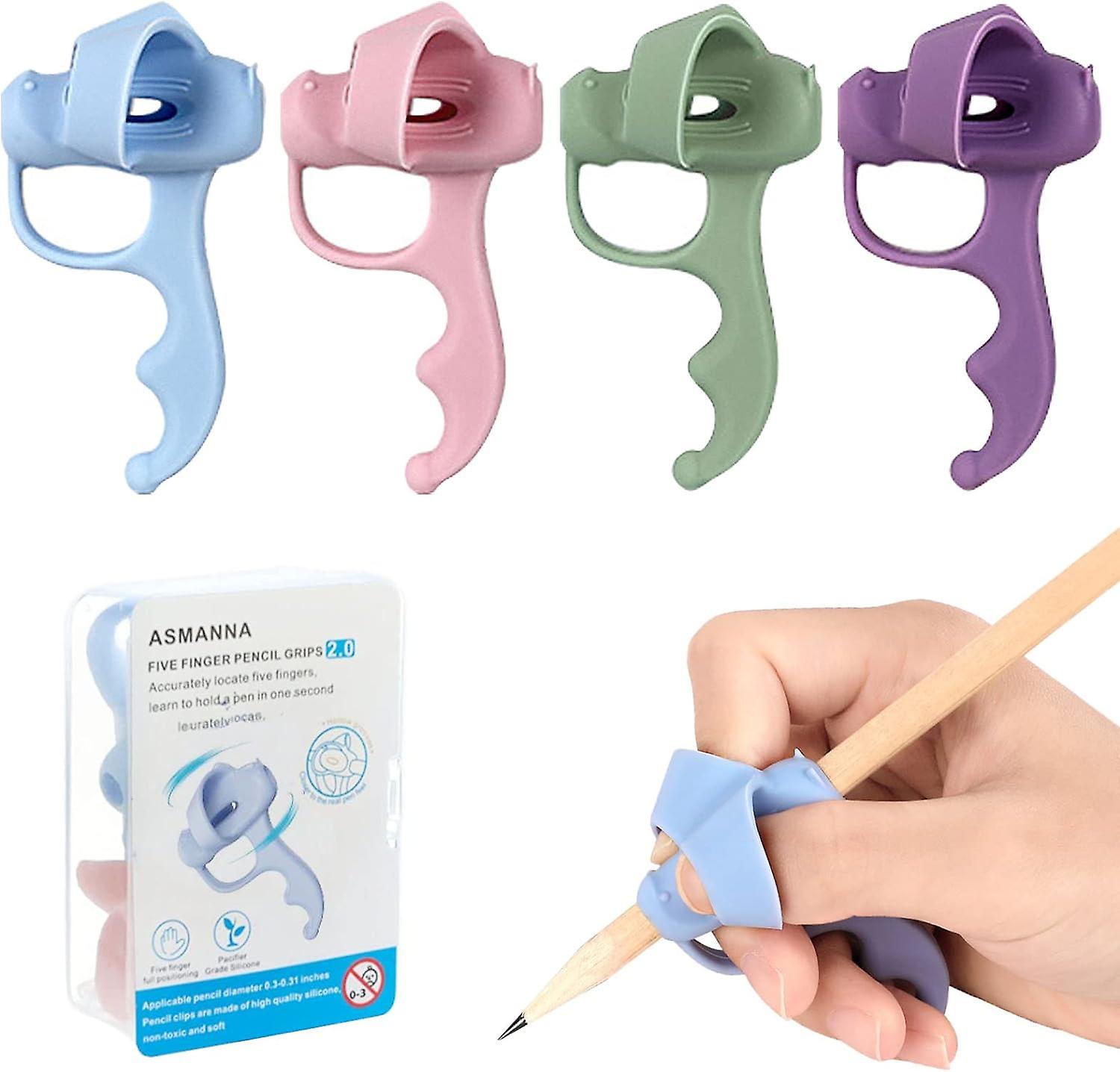 4 Pieces Writing Aid for Kids, Ergonomic Finger Guide, Silicone P