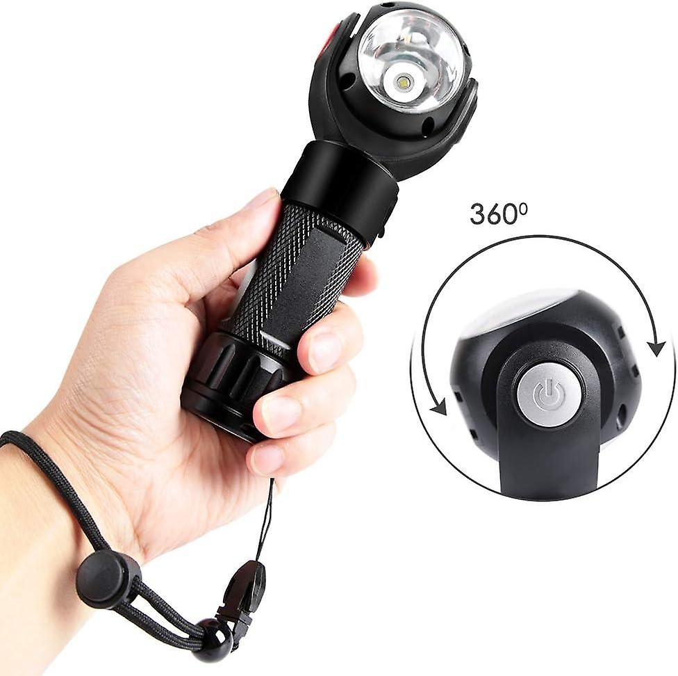 LED Flashlight, 360 ° Rotating USB Flashlights, Super Bright T6 + COB LED Work Flashlight, 7 Adjusta