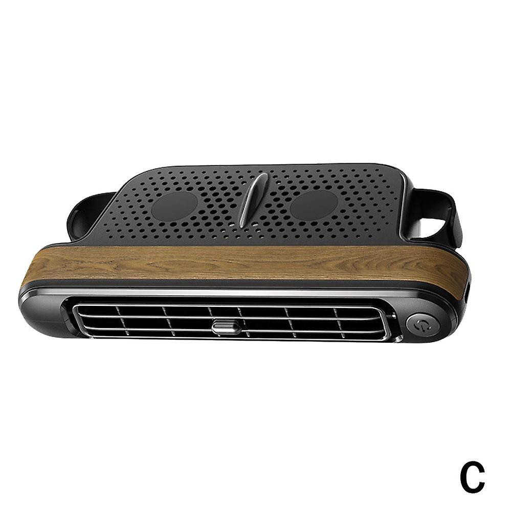 Wood grain (C)$Portable car electric fan for cooling the car seat small fan USB car fan dual turbine car fan
