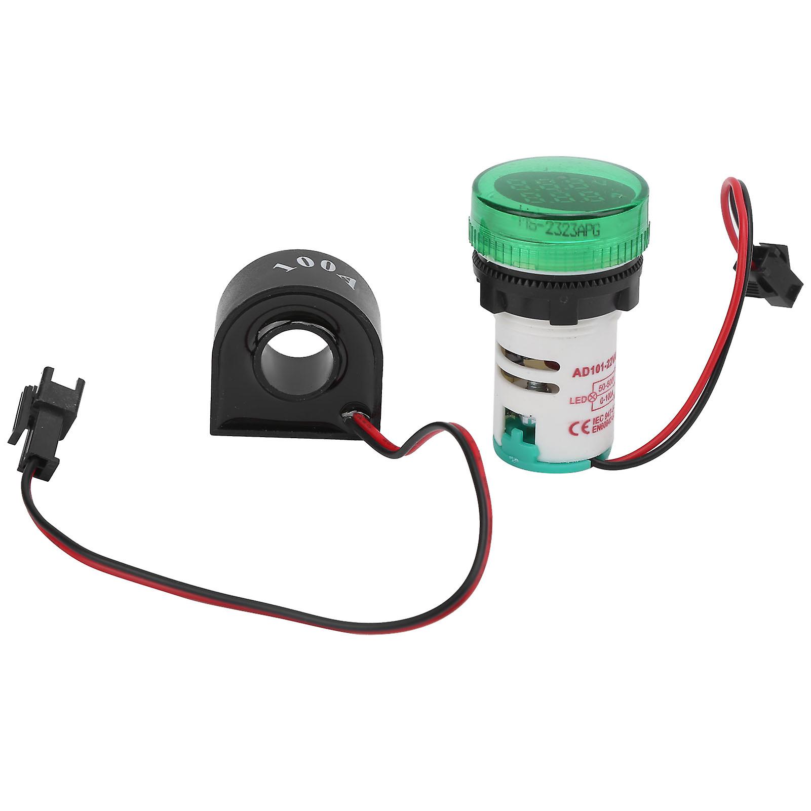 AD101-22VAM Indicator Light Voltage Current Dual Display Indicator AC50-500V 0-100AGreen