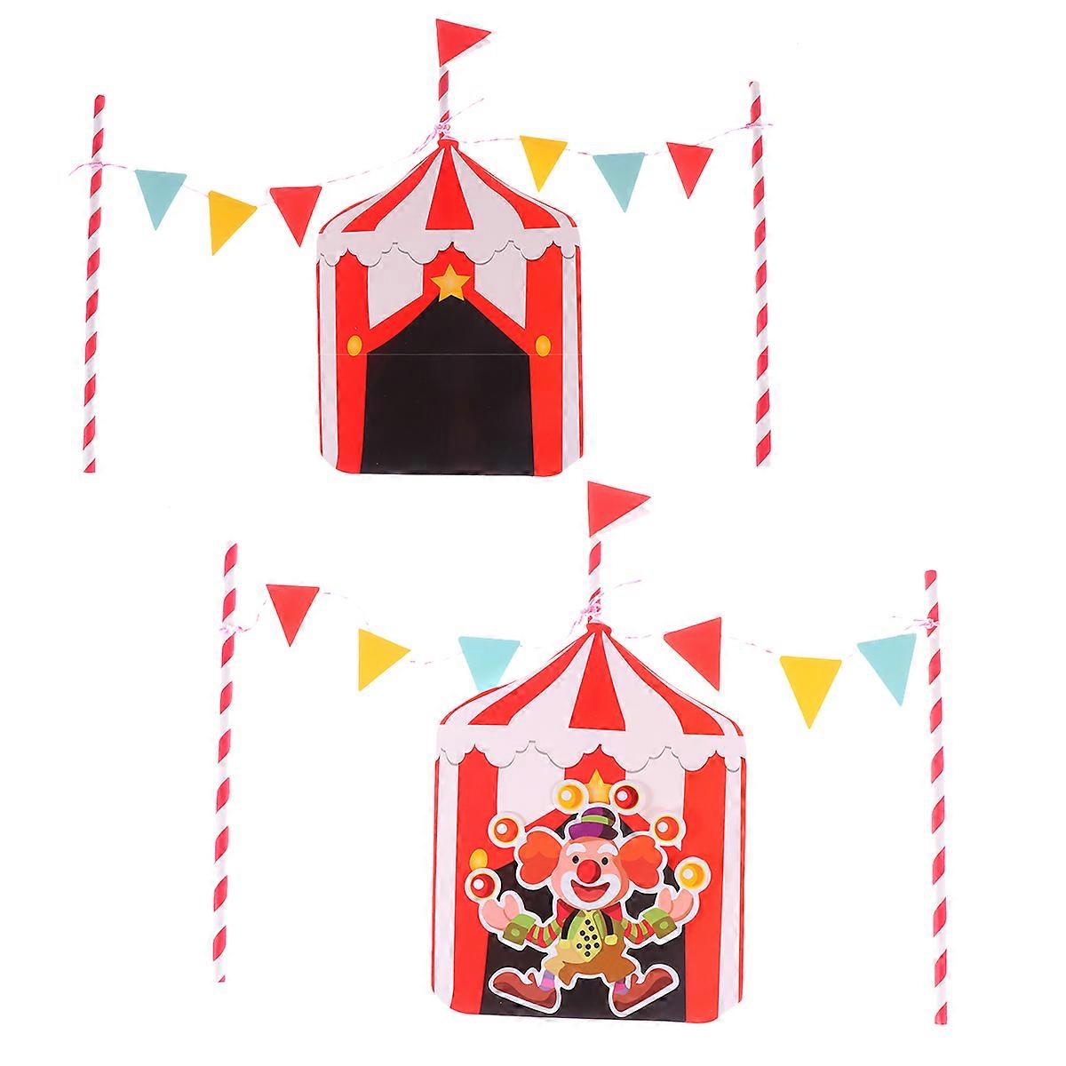 2 Sets of Circus Clown Cake Toppers Paper Cake Picks Cupcake Decor Party Supplies for Birthday Festival