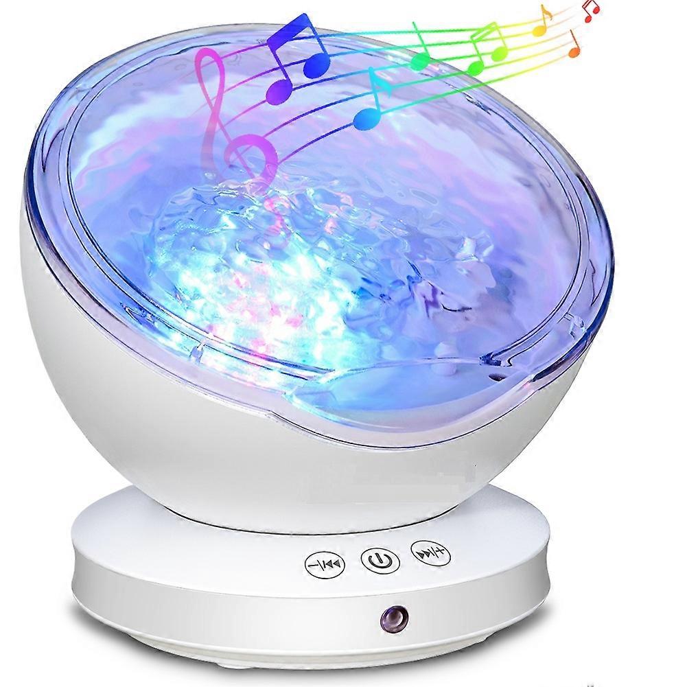 LED Ocean Wave Projector Night Light With 7 Colors Light Show Projection Built-in Soft Music