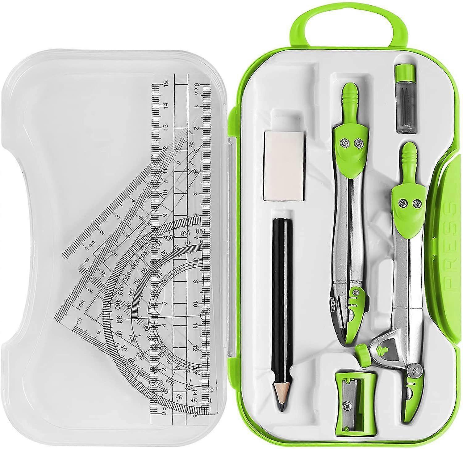 Protractor and Compass Math Geometry Kit Green