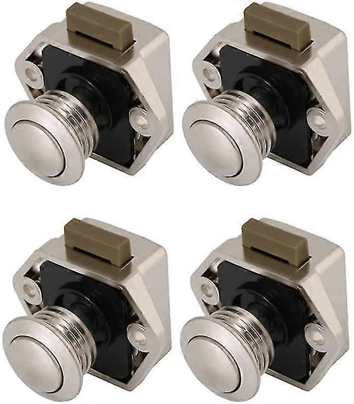 4 Pcs Push Button Latch, Mini Push Button Drawer Cabinet Door Keyless Lock Cabinet Lock