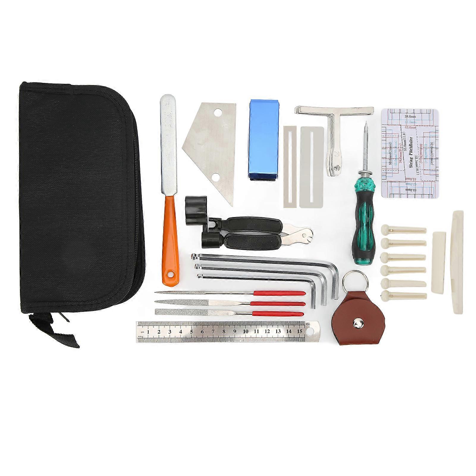 36pcs Guitar Repairing Tools Kit Setup Maintenance String Changing Tuning Wrench Leveling Ruler