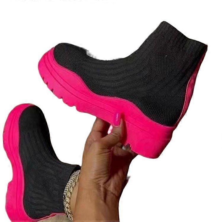 Knitted Boots With A Colorful Thick Sole