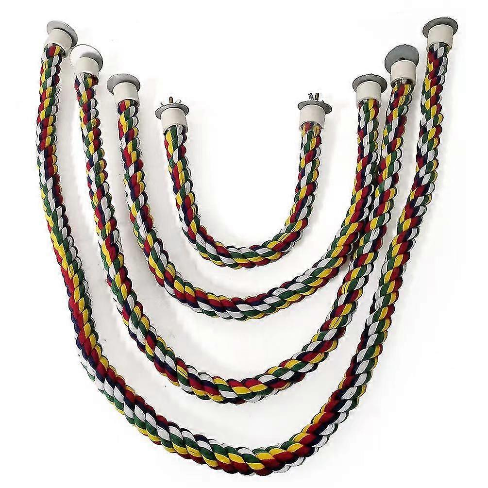 Safe Non-Toxic Bird Toys 2pcs Parrot Bite Cotton String Climbing Rope Rotating Ladder Stand Stick