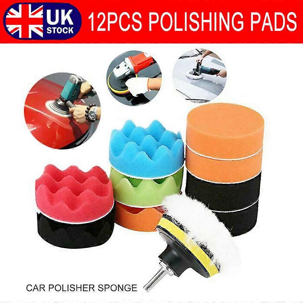 12pcs 3" Buffing Waxing Polishing Sponge Pads Kit Set For Car Polisher Drill UK NO.2261