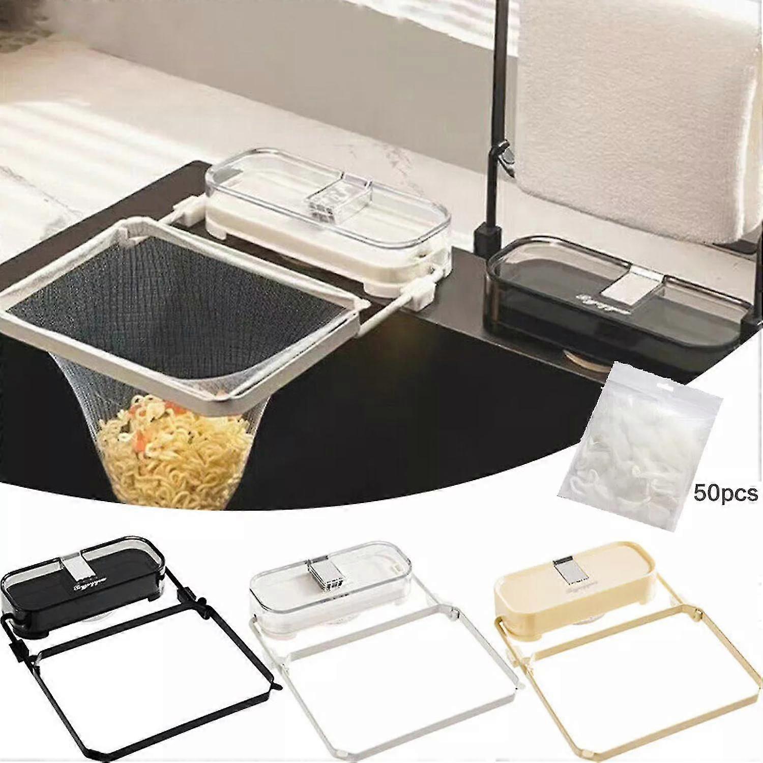 Suction Cup Sink Strainer,Removable Suction Cup Kitchen Residue Filter Holder, Residue Filter with 50 Filter Mesh Bags