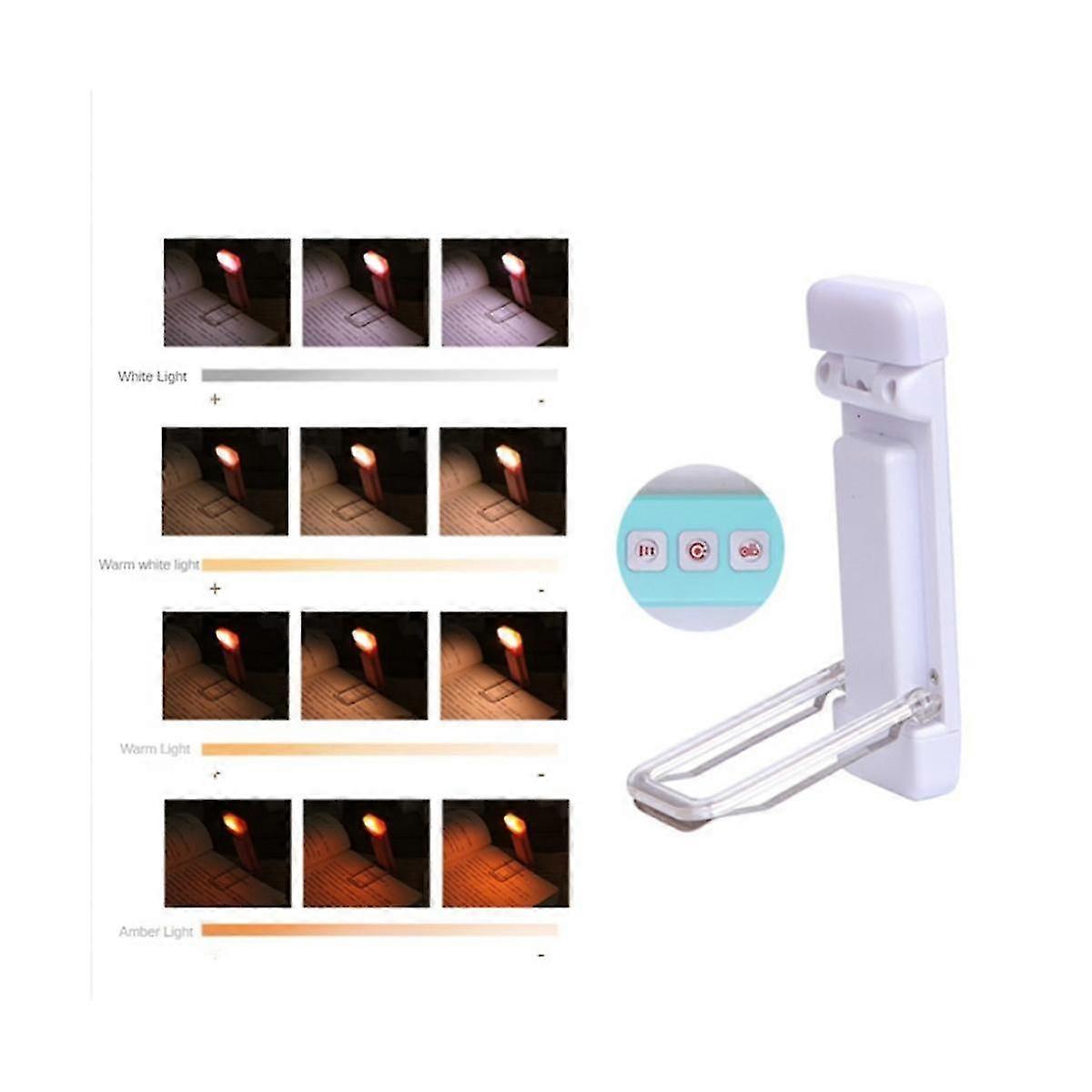 USB Rechargeable Book Light, Portable Clip-on LED Reading Light, 3 Colors Dimmable, Perfect for Boo