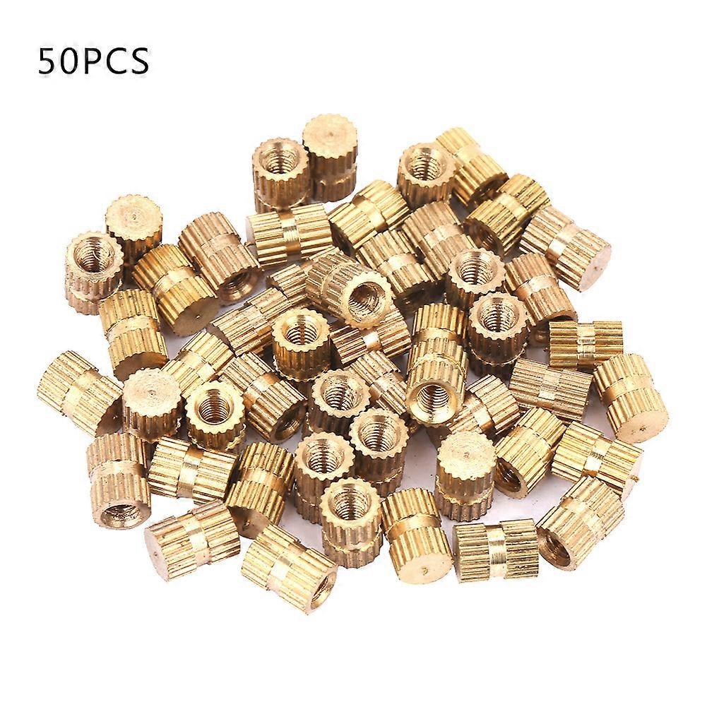 50pcs B Type Single Pass Through Blind Hole Brass Insert Part Embedded Knurled Nut (M3*5*5.3)