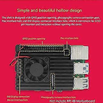 Aluminum Case For 4b Heatsink With Cooling Fan+thermal Pad For Rpi 4b Development Board Protective