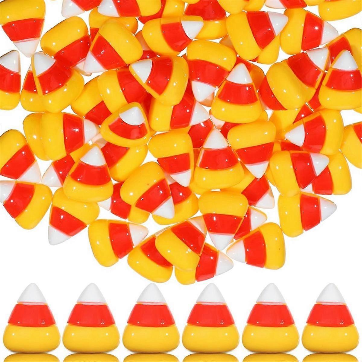 150 Pcs Halloween Cute Resin Candy Corn Flatback Artificial Candy Corn Faux Flatback Embellishments