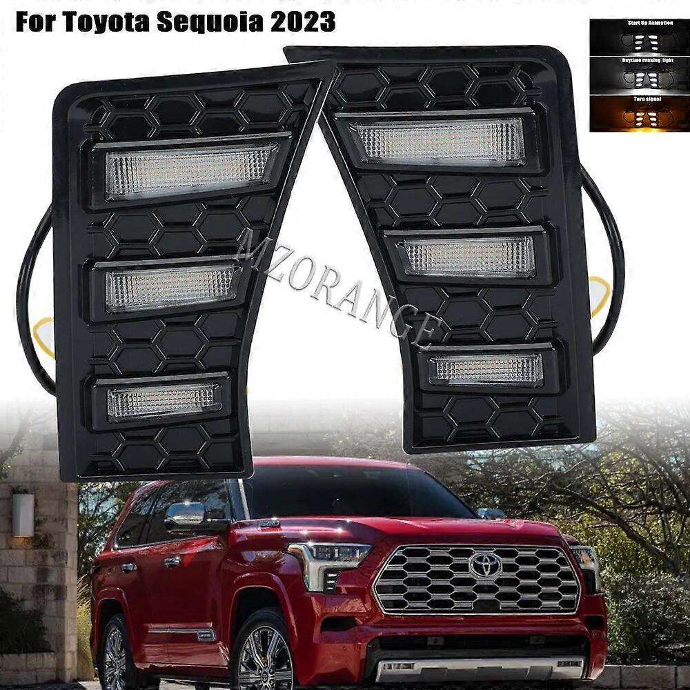 LED DRL Daytime Running Light For Toyota Sequoia 2023 Headlight Kit Car Accessories Turn Signal Lamp
