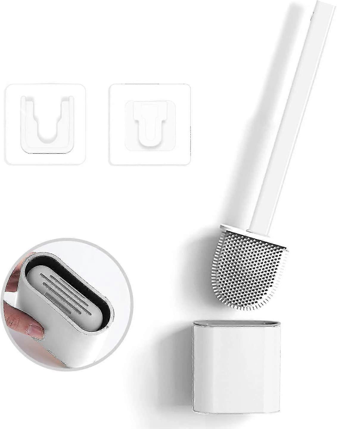 فرشاة المرحاض ، فرشاة المرحاض الحمام ، فرشاة المرحاض المحمولة والمريحة ، مصنوعة من مادة بلاستيكية سيليكون آمنة بيضاء