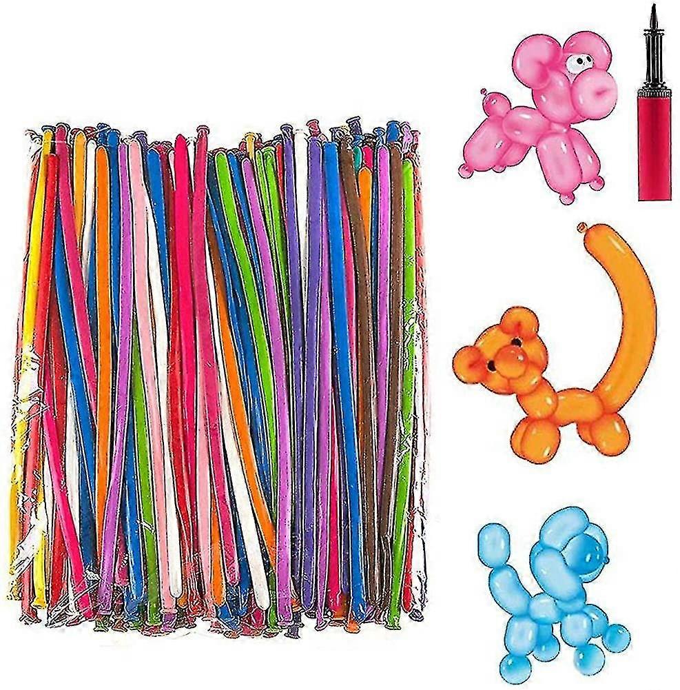 Modeling Balloons With Pump - Magic Multicolor Modeling Balloons Long, One Piece, (100 Count) Color