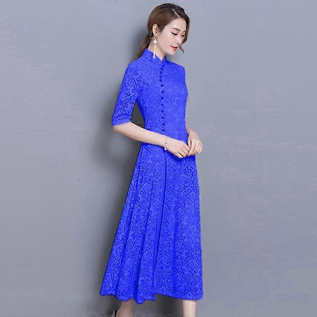 JWL- ربيع الصيف الحديث Cheongsam النساء آو داي الرباط Qipao اللباس الصيني لونغ تشي باو حزب خمر فستان أنيق جودة عالية
