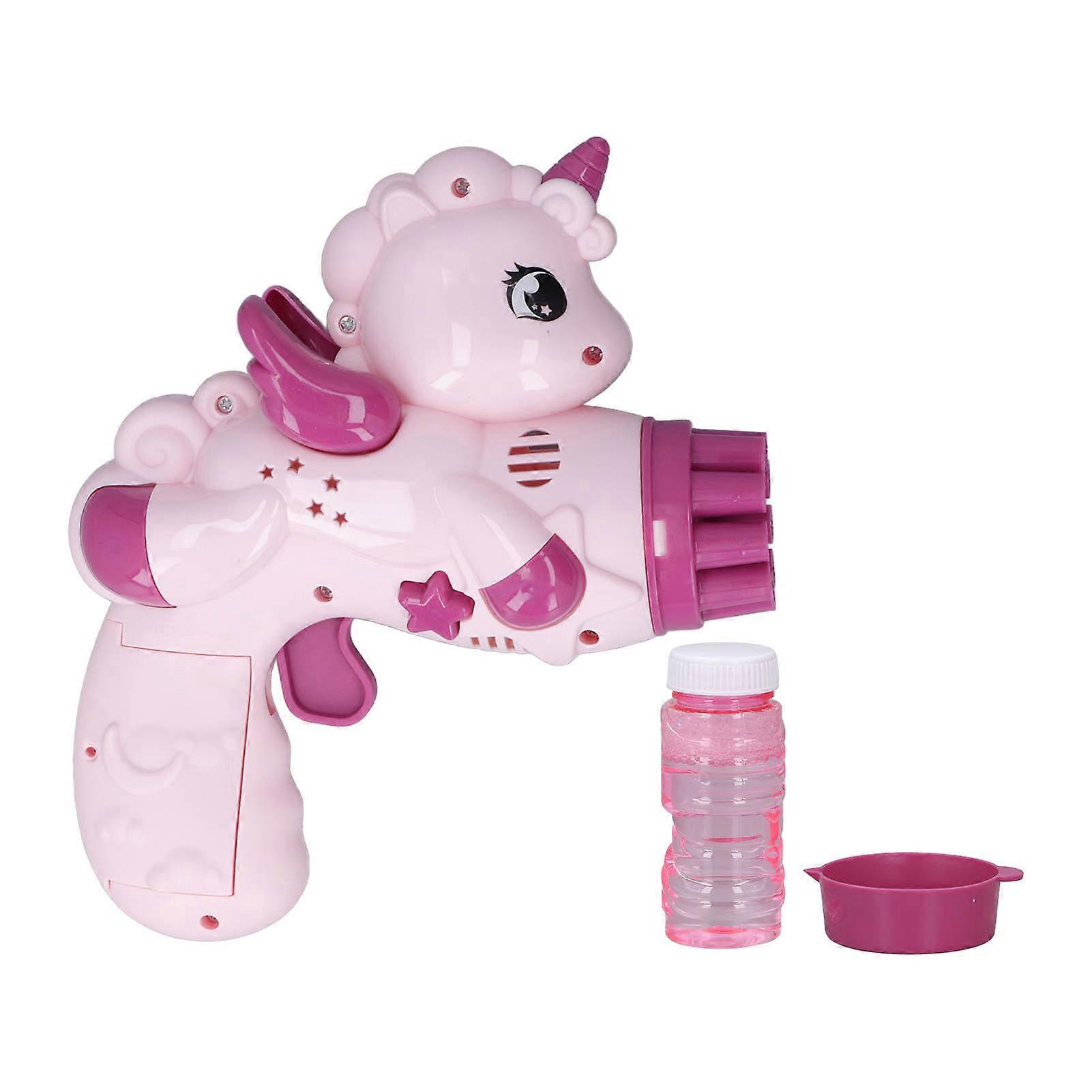 Bubble Machine Cartoon Pegasus 9 Hole Automatic Electric Bubble Machine Outdoor Toy for Children Over 3 Years OldPink