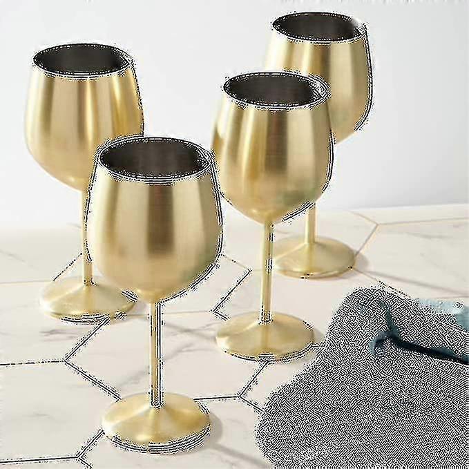 4 goldene Weingläser 540 ml matter Edelstahl bruchsicheres Glas Set Geschenkbox