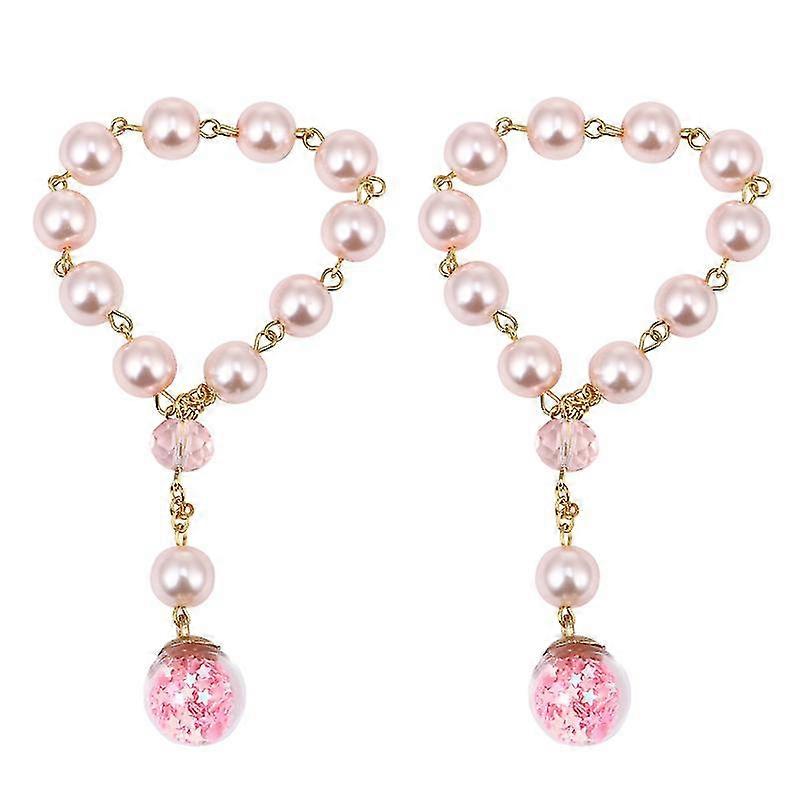 2pcs Brazaletes versátiles Cadenas de muñeca cómodas Pulseras de perlas artificiales