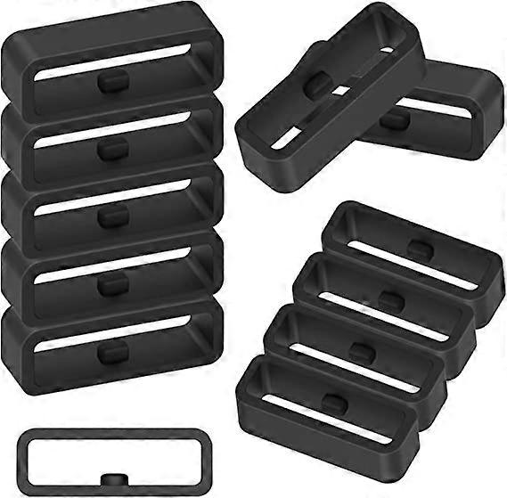 6Pcs Rubber Ring Strap, Silicone Watch Strap Holder (22mm Width,Black)
