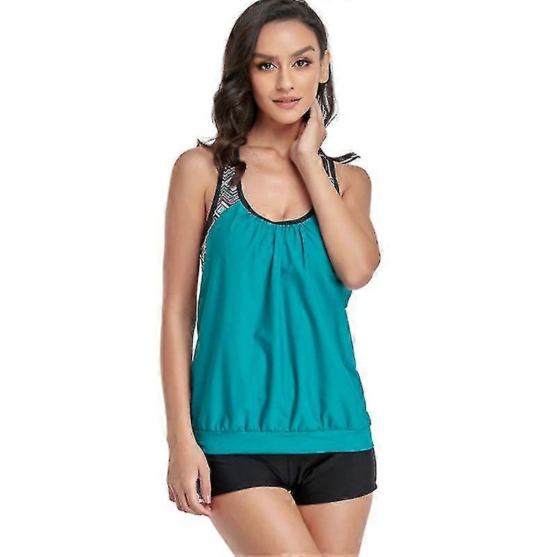 Blouson Rayé Imprimé Strappy T-back Push Up Tankini Top Avec Shorts