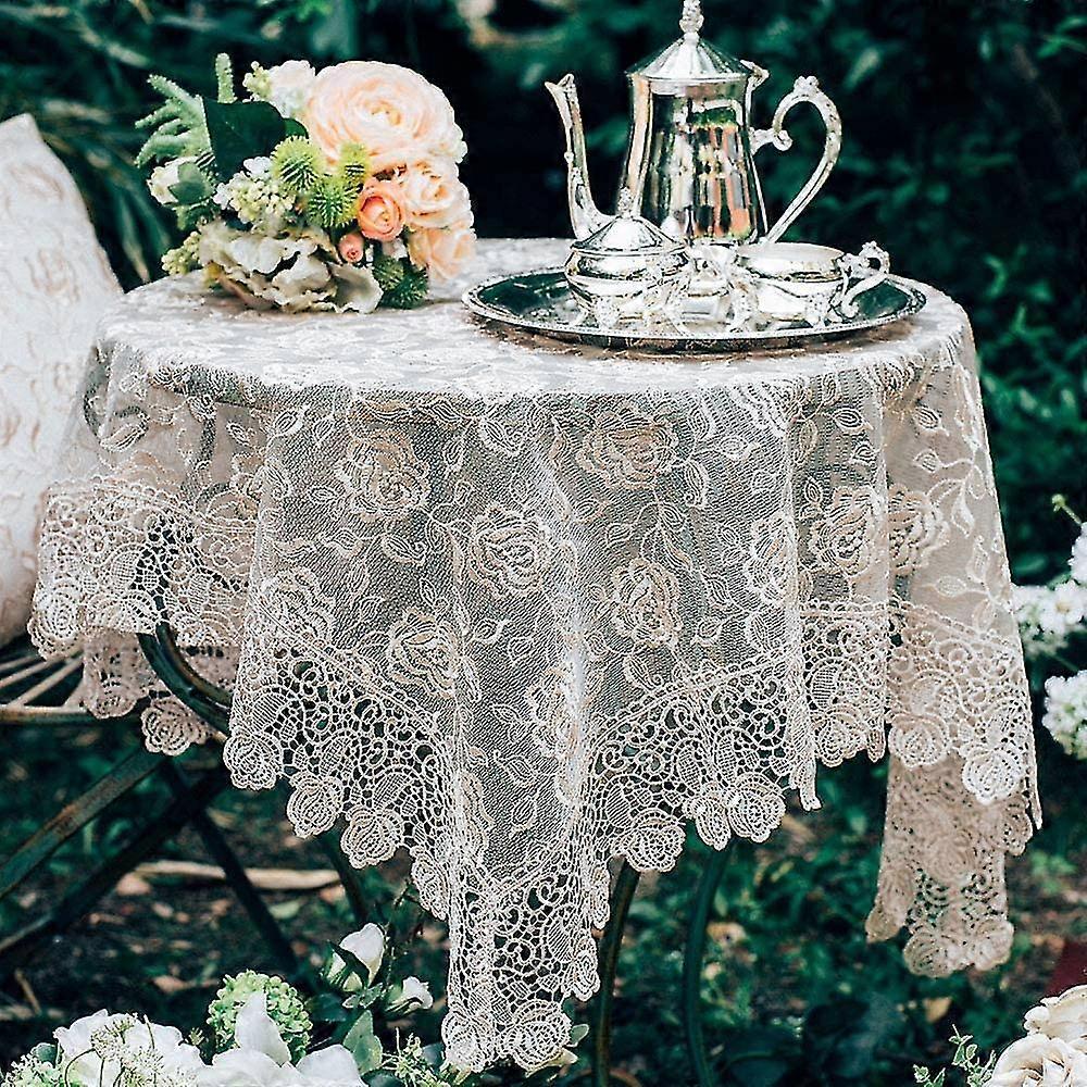 Rectangle Small Table Cloth Lace Macrame Vintage Tablecloth Shabby Chic Embroidered O