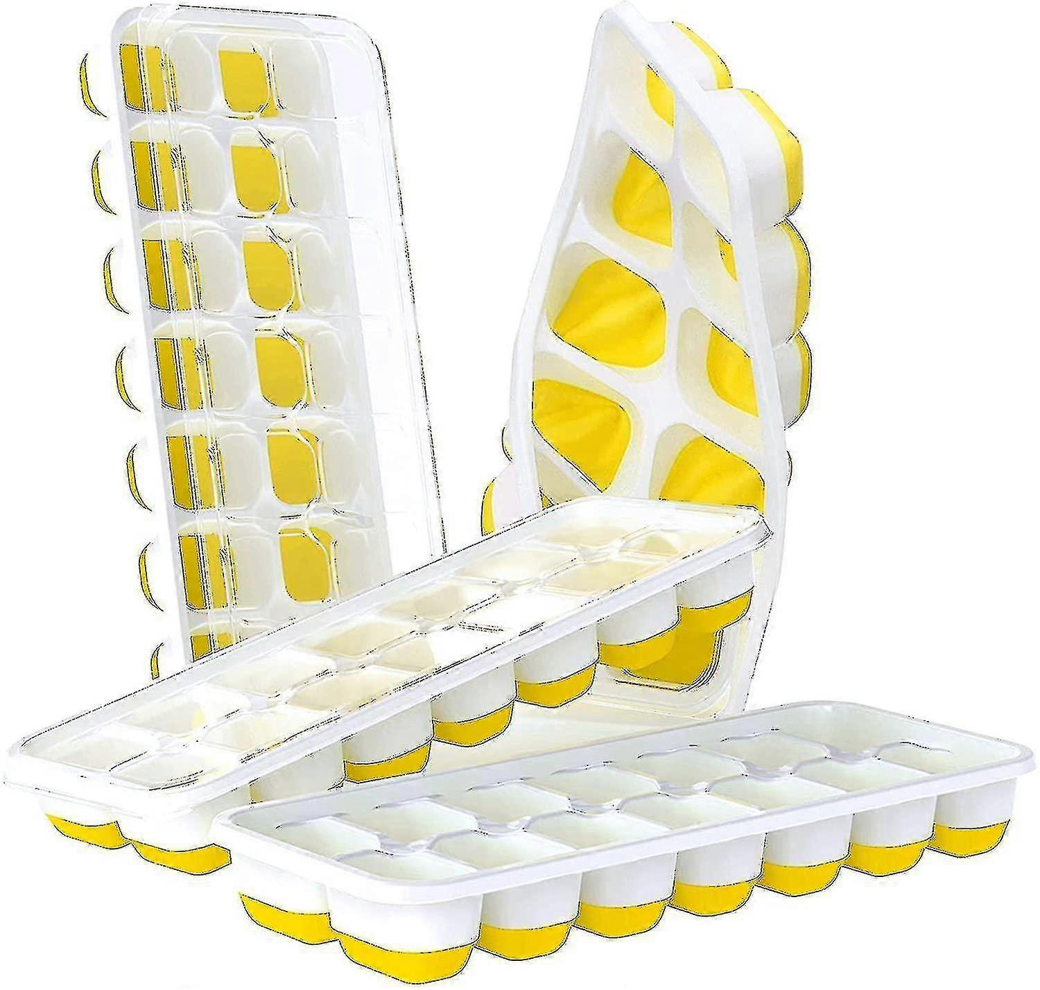 Ice Tray, 4 Reusable Silicone And 14 Ice Tray Molds, With Removable Li