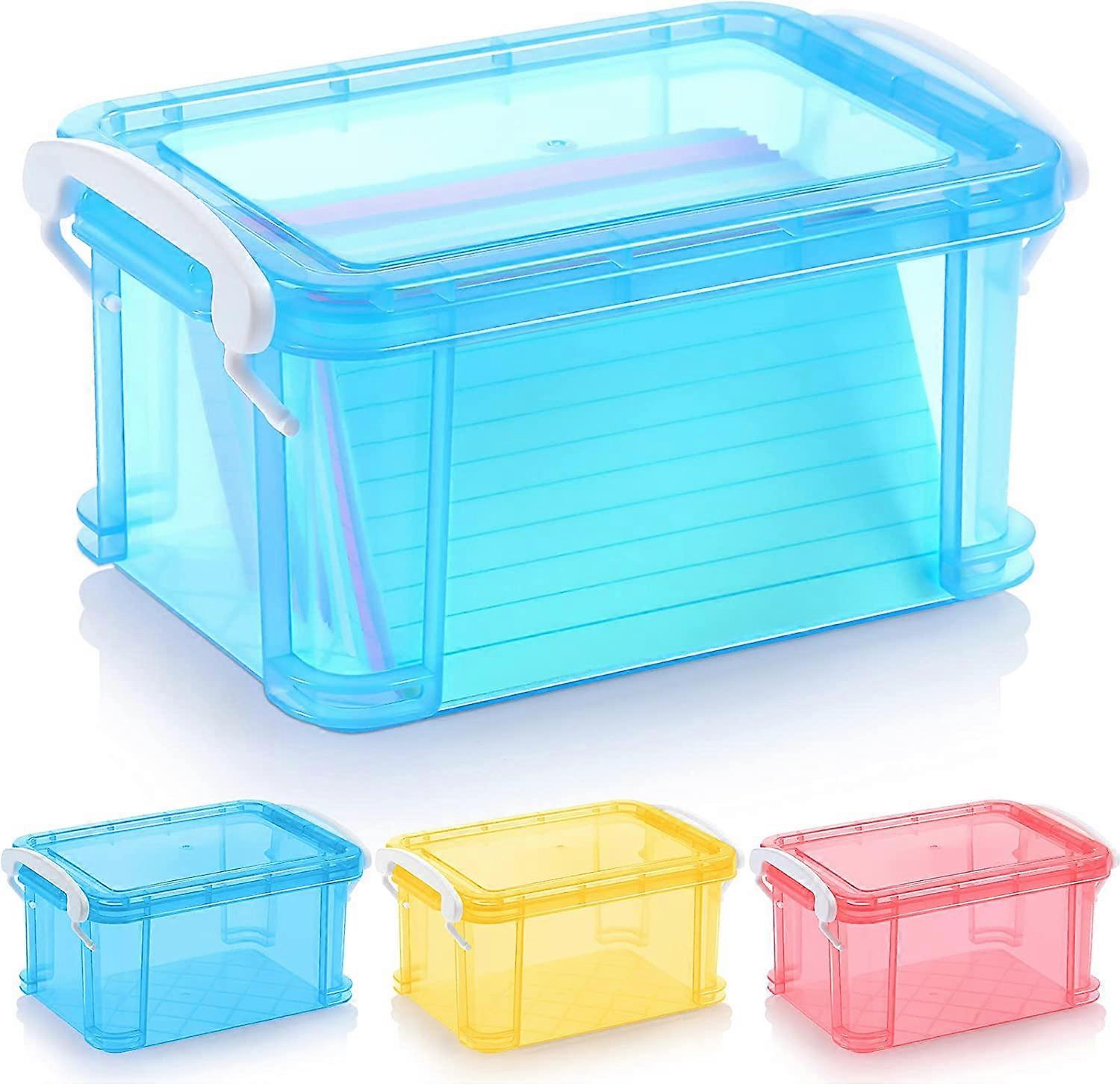 3 Pieces Index Card Box Plastic Flash Card Holder 3 x 5 Inch Recipe Card Storage Organizer Colored Photo Box for Filing Notes, Addresses, Recipes