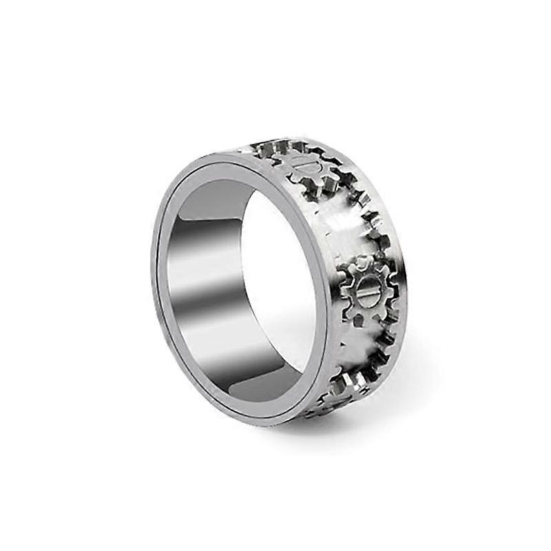 Rotating Gear Ring Stainless Steel Machinery Wind Designer Decompression Ring Size: 6