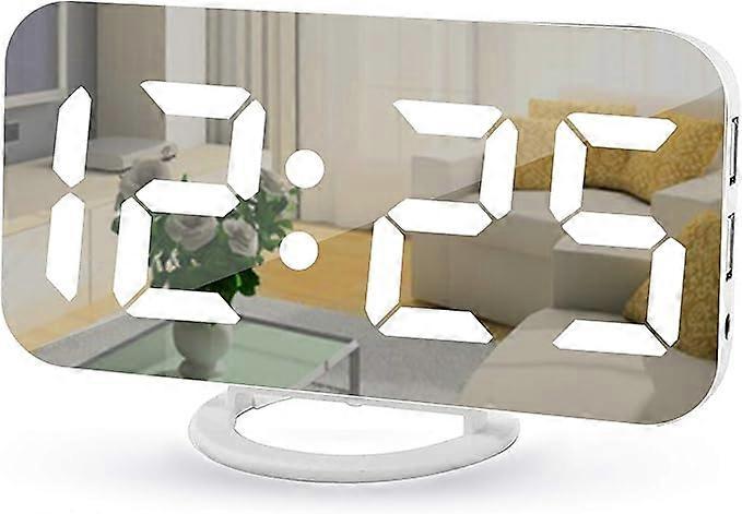Digital Alarm Clock,7" LED Mirror Electronic Clocks,with 2 USB Ch
