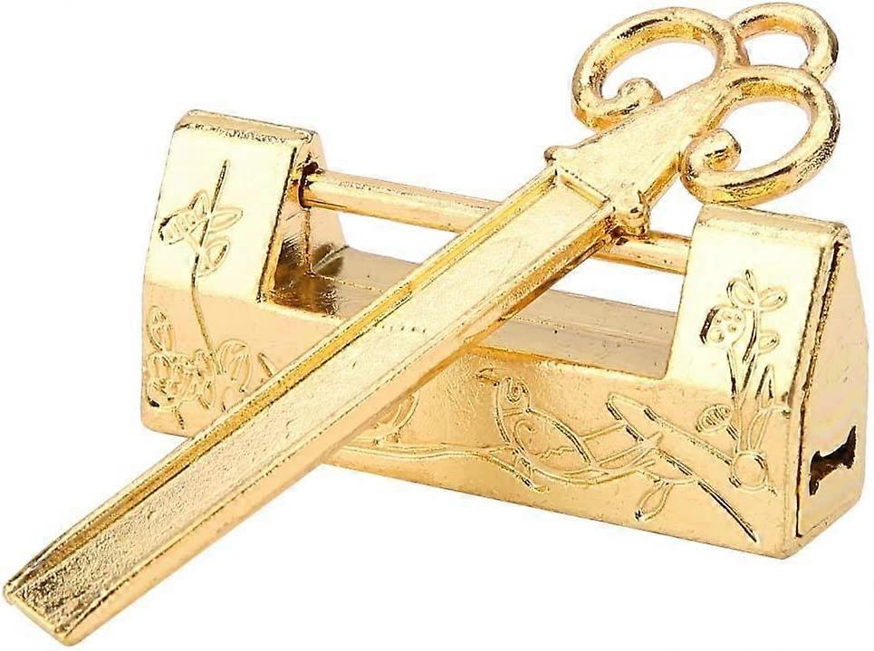 Traditional Chinese Flower Padlock Mini Key(Gold)