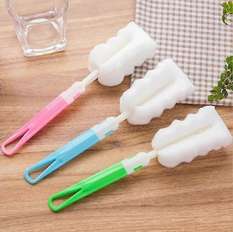 3pcs 9" Replaceable Cleaning Bottle Sponge Brush With Long Handle Cleaner Soft