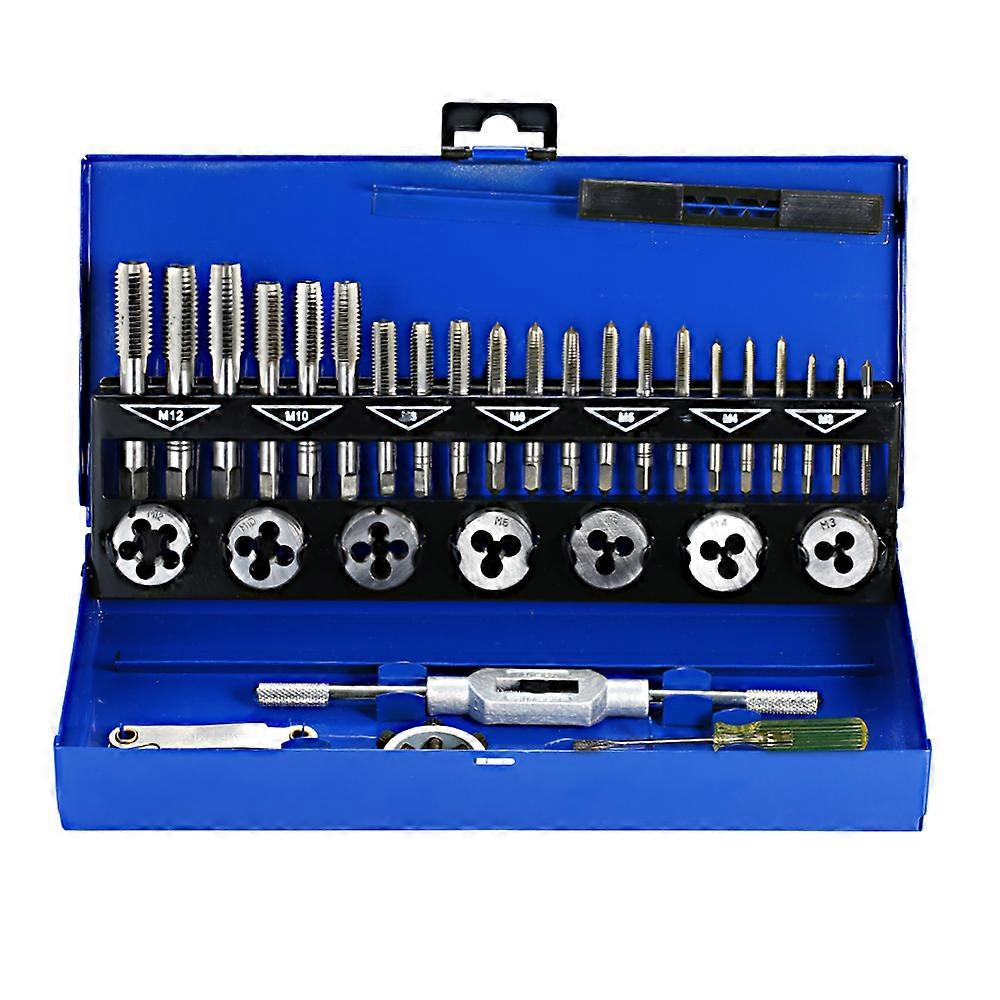 32 PCS M3-M12 HSS Tap Die Set Wrench Thread Cutting Tap Die Screw Thread Making Tool Bit Set Engineer Kit