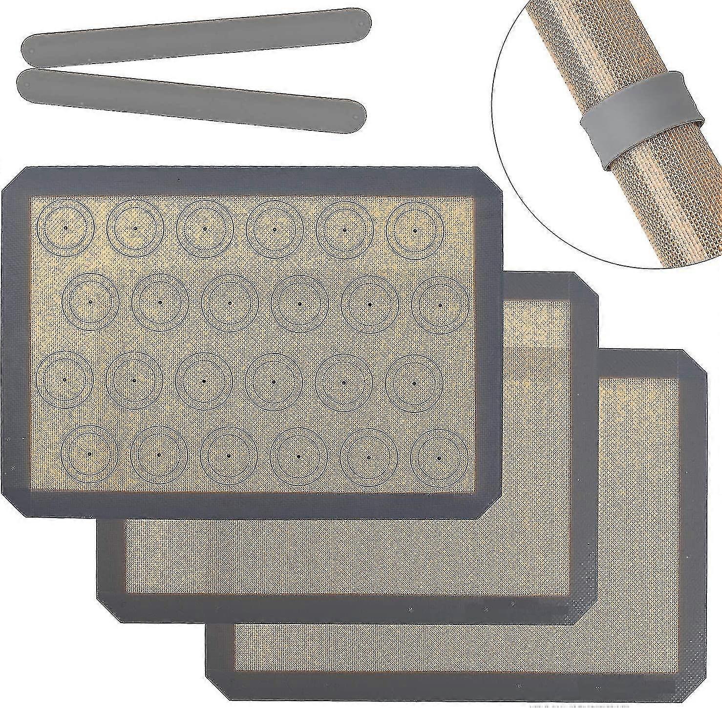 3pcsシリコーンベーキングマット滑り止め洗濯可能な再利用可能なベーキングトレイ耐熱性調理