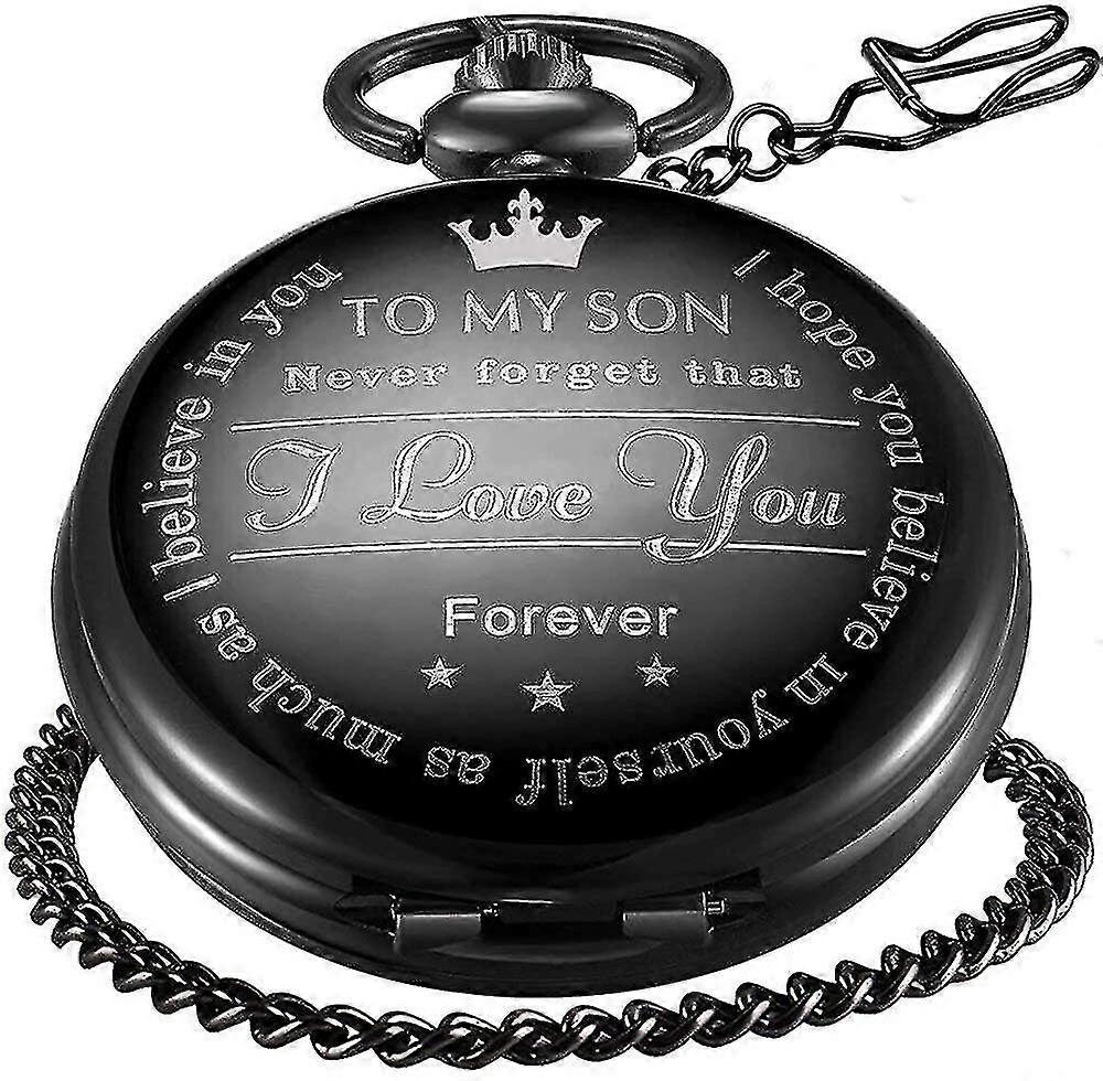 Engraved Personalized Pocket Watch For Son Gifts Vintage Quartz