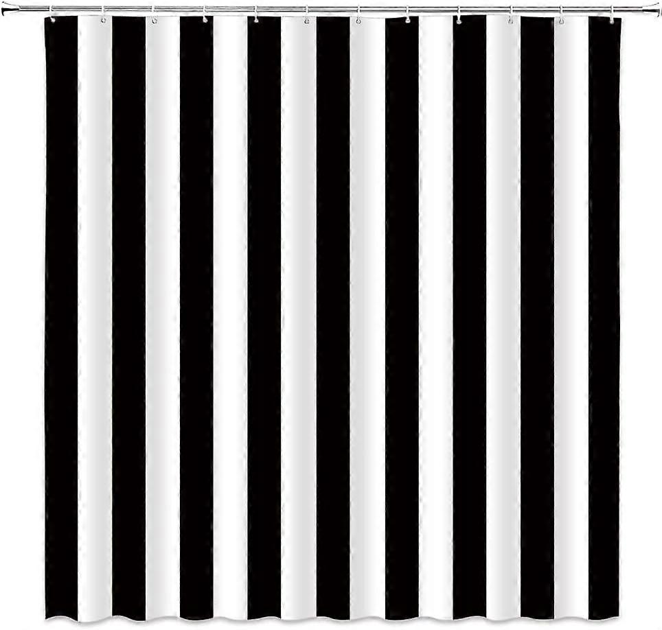 Striped Shower Curtain Black and White Striped Modern Fashion Design Pattern Fabric Bathroom Decor Set with Hooks(72" Wx84 H)