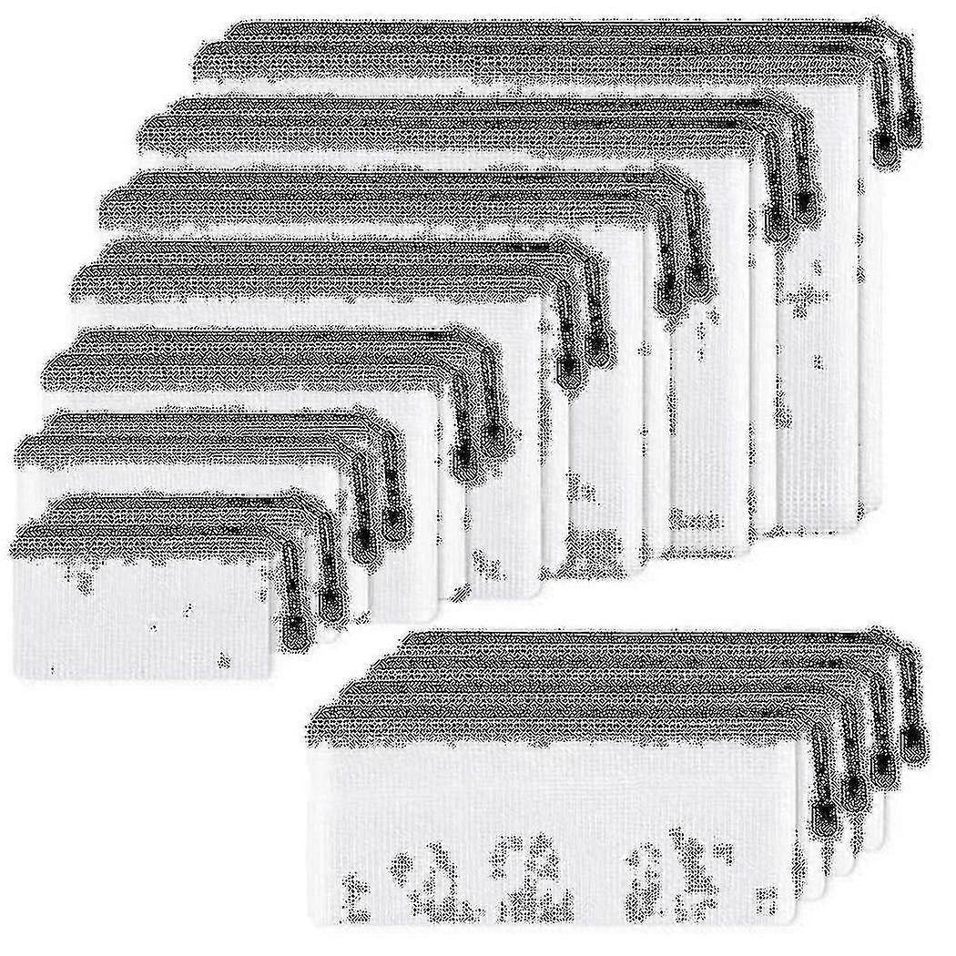 18pcs Mesh Zipper Pouch Document Bag, 8 Assorted Size, Waterproof Plastic Zip File Folders, Multipu