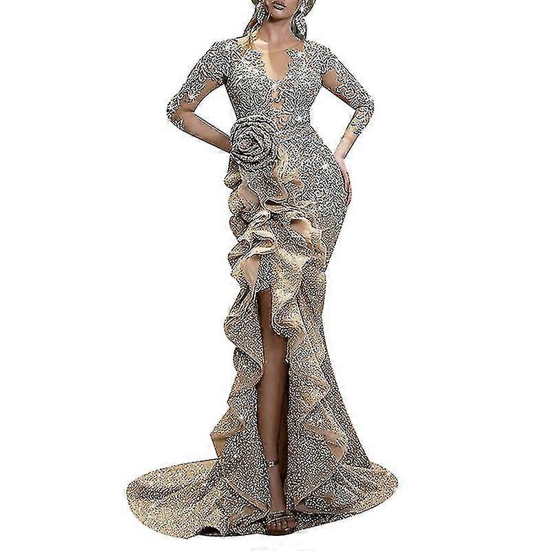 Women's Sparkle Sequin Slim Maxi Evening Dress