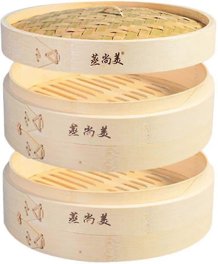 Kitchen Natural Bamboo Bamboo Steamer 18cm (2*drawer+1*lid)