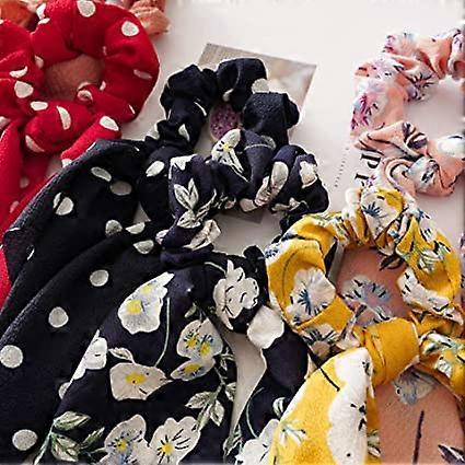 8 pcs mousseline de soie cheveux chouchous Bowknot Floral bande de cheveux lastique queue de cheval titulaire cheveux accessoires pour femmes filles